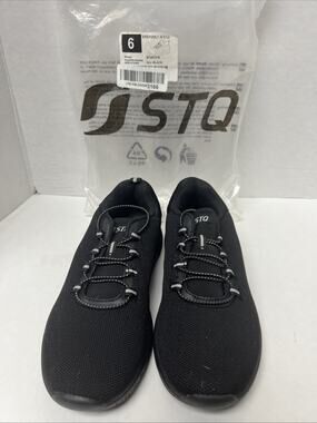 STQ Womens Size 6 Black Mesh Walking Shoes Slip On Running Sneakers ST201210